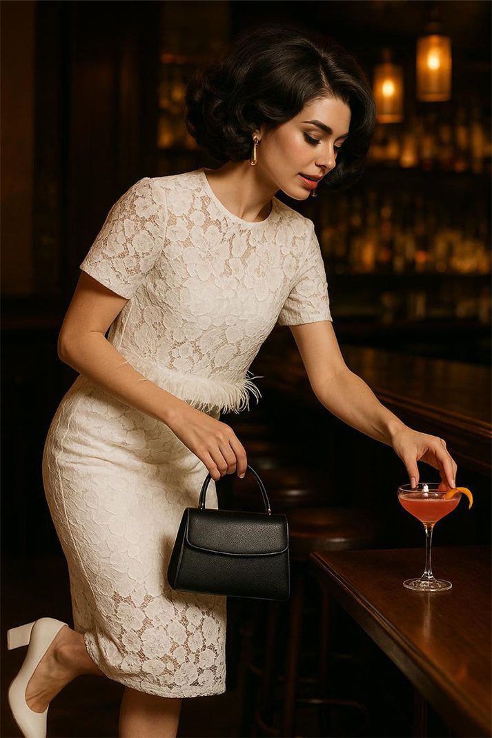 sachin and babi light blue dress Ivory Lace Midi Dress for Engagement Party