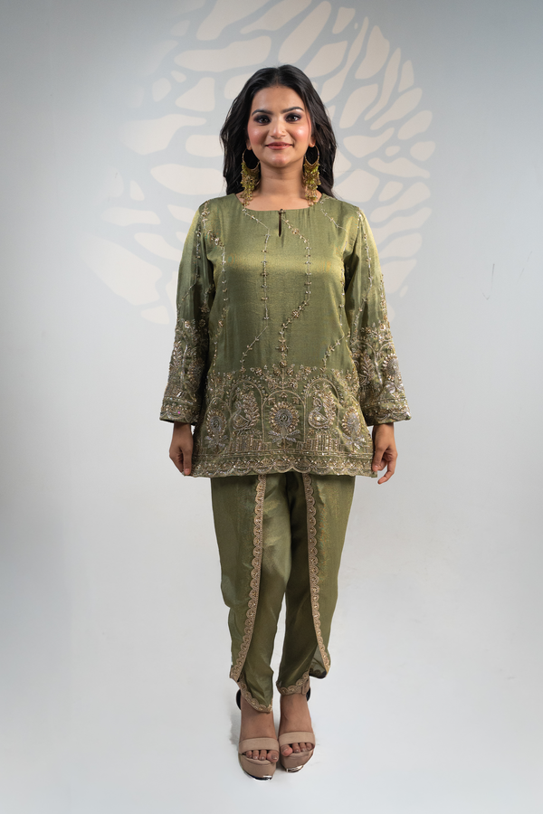 Olive Regal Embroidered Set