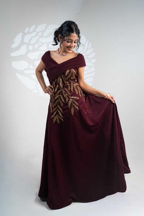 Maroon Enchanté Gown