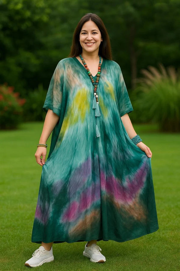 Forest Mirage-Tie-Dye Kaftan