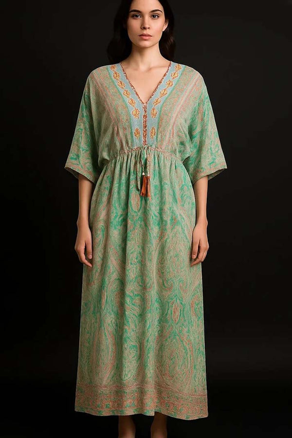 Pastel Paisley Embroidered Kaftan