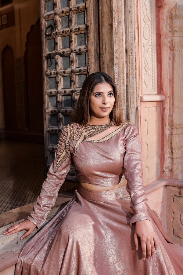 Rosé Radiance Embellished Lehenga Set