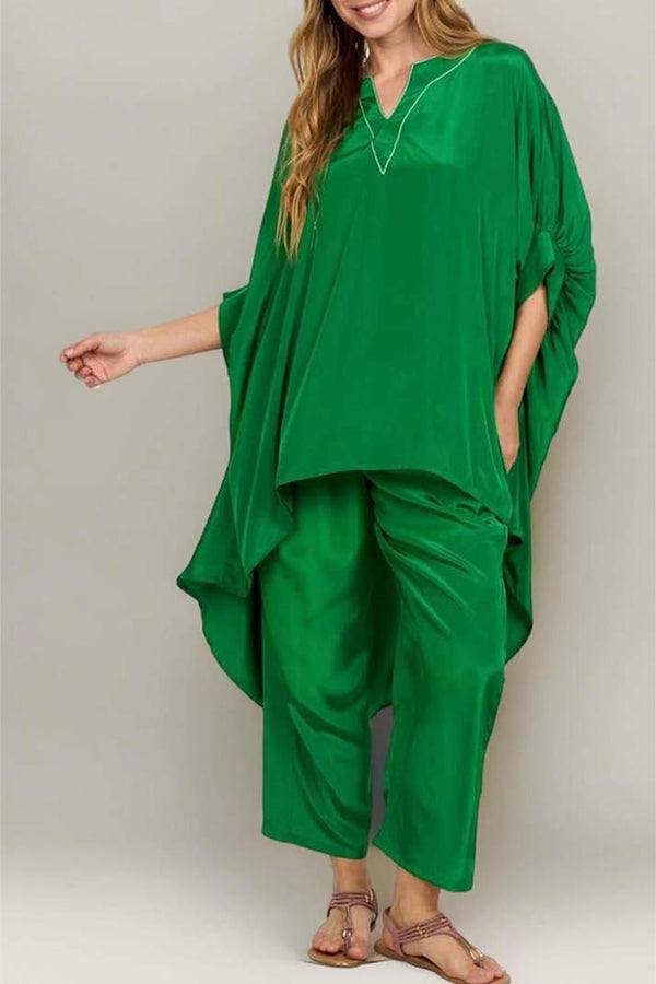 Emerald Mist Green Satin Co-ord Set
